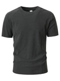 AIDASE  -  Flannel Fleece Solid Color Slim Fit T Shirts Men Casual O Neck Short Sleeve Tee Shirt Spring Summer Fashion Mens Pullovers aidase-shop