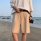 AIDASE  -  Casual Summer Lightweight Men's Beach Shorts Business Trousers Thin Style Five-piece Pants Straight Leg Loose Fit Suit Pants aidase-shop