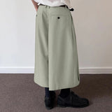 AIDASE  -  Men Pants Button Joggers Oversize Solid Color Casual Calf-length Trousers Men Streetwear Pleated Fashion Wide Leg Pants aidase-shop