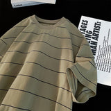 Aidase Men Oversized T Shirt Fashion Striped Contrast Color Short Sleeve Tshirts Casual Daily Clothes Harajuku Tshirt Streetwear aidase-shop