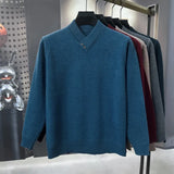 Aidase Men's Woolen Sweater V-neck Pullover Thickened  Solid Color Business Casual Sweater Winter Knitted Bottoming aidase-shop