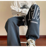 AIDASE  -  American Letter Print Casual Pants Fall Trend Large Size Drawstring Leg Sweatpants Loose Sports Casual Pants Women Men Clothing aidase-shop