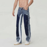 AIDASE  -  Four Seasons European American Fashion Men Black Grey Blue Solid Color Straight Simple Basic Casual Denim Trousers Male Jeans aidase-shop