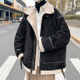Aidase Jacket Suede Cotton Coat Men's Winter Trend Ins Loose Collar Thick Cotton Coat Trendy Brand Fur Integrated Motorcycle Jacket aidase-shop