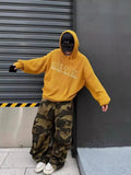 AIDASE  -  Retro Sle Lazy Faion Loose Fit Yellow Hoodie Knitted Sweater Jaet for Teens And Men Spring Autumn ex Couple's Wear aidase-shop