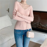 AIDASE  -  Women V-Neck Slim Fit Off Shoulder Pullovers Spring Autumn Hollow Out Backless Knit Sweater Top Slim Sexy Knitwear Top aidase-shop