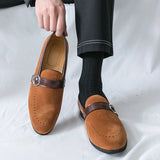 AIDASE  -  Fashionable New Men's Buckle Frosted Leather Anti Slip Boat Shoes Brand Summer Men's Comfortable, Lightweight and Casual Loafers aidase-shop