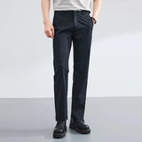AIDASE  -  Men Super Stretchy Solid Color Simple Basic Casual Business Casual Trendy Suit Trousers Summer Fashion Male Pants Clothes aidase-shop