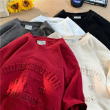 Aidase Fashion Heavyweight Men Women Pure Cotton Loose Large Size Trendy Short-sleeved Korean Version 2024 New Casual All-match T-shirt aidase-shop