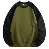 AIDASE  -  Men's Hoodless Sweater Raglan Sleeves Round Leadercolor Matching Plus Size Sweater Bottoming Shirt U of I Sweatshirt aidase-shop