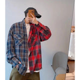 AIDASE  -  Men's Spliced Long Sleeved Shirt Unique Contrasting Color Design Shirt Coat American High Street Style Male Clothing aidase-shop