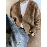 AIDASE  -  American Style Male Cardigan Sweater Casual Knitted Jacket Trendy Simple Long Sleeve Single-breasted Menswear Tide 21E7690 aidase-shop