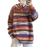 Striped Sweatshirt Men Baggy Fashion Harajuku Round Neck Tops Oversized Trendy Male Sweater Streetwear Pullover Shirt aidase-shop