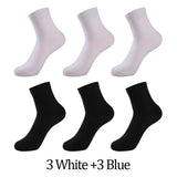 AIDASE  -  6 Pairs Men's 100% Cotton Socks Black White Gray Business Men Tube Socks Soft Breathable Spring Summer for Male Socks Plus Size aidase-shop