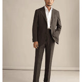 Aidase New Men Suits 2 Pieces Slim Fit Casual Business Formal Brown Notch Lapel Tuxedos for Wedding Groomsmen (Blazer+Pants)
