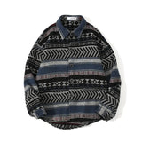 AIDASE  -  Japanese Retro Ethnic Style Brushed Plaid Shirt Men's Spring Loose Casual Long-sleeved Full print Shirts Coat Woolen Harajuku aidase-shop