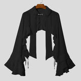 AIDASE  -  Men Shirt Solid Color Chiffon See Through Ruffle Irregular Shirts Men Cardigan Streetwear Sexy Fashion Party Camisa aidase-shop