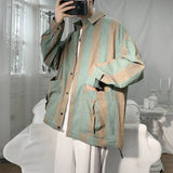 AIDASE  -  Spring Autumn Vertical Striped Shirt Men's Trendy Korean Style Loose Hong Kong Style Shirt Student Casual Versatile Couple Top aidase-shop