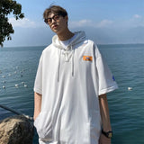 AIDASE  -  Korean Version of Hooded Short-sleeved T-shirt Men's Summer Thin Design and T-shirt Trendy Brand Five-point Sleeve Workwear aidase-shop