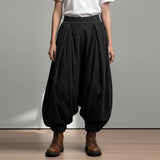 AIDASE  -  Men Harem Pants Solid Color Elastic Waist Joggers Casual Drop-crotch Pants Men Streetwear Fashion Loose Trousers aidase-shop
