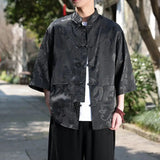 AIDASE  -  Chinese Style Thin Light Luxury Retro Men National Trend Large Size Loose Ice Silk Shirt Men's Jacquard Fashion Trend Tang Suit aidase-shop