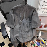 27.86Aidase Hip Hop Summer Men and Women Trendy Street Personality Letter Print Round Neck Short Sleeve Couple Loose Casual T-shirt Top y2k aidase-shop