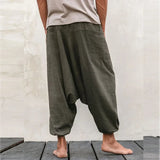 AIDASE  -  Linen Casual Trousers Men's Japanese Wide-leg Pants Summer Cotton Linen Loose Bloomers Large Size Indian Meditation Pocket Pants aidase-shop