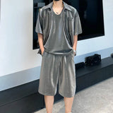 AIDASE  -  Summer Cool Men's Three-Piece Set New Trendy Shiny Silk Shirt Vest Shorts Sets Casual Niche 2025 Personality Suit 21E6490 aidase-shop