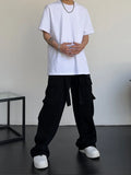 Aidase High Street Retro Casual Large Pocket Overalls Men's and Women's New Summer High Waist Loose Straight Tube Draped Wide Leg Pants aidase-shop