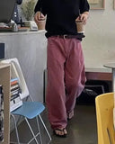 AIDASE  -  High Waist Straight Leg Raspberry Pink Denim Jeans Men Summer New Loose Wide Leg Floor-Length Pants Clean Washed Effect aidase-shop