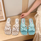 AIDASE  -  Summer Thick Heel Mules Shoes Elegant Butterfly-knot Vacation Dress Sandalias Gladiator Women Polka Dot Slippers aidase-shop