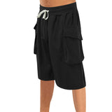 AIDASE  -  Big Mens Cargo Shorts Mens Summer Solid Color Lace Up Pocket Sports Fitness Casual Fashion Shorts Pants Pottery Slipper aidase-shop