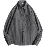 AIDASE  -  New Japanese Retro Vintage Striped Shirt Men Women Long Sleeve Loose Casual Oversized Blouse Spring Ins Trendy Top Streetwear aidase-shop
