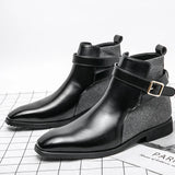 AIDASE  -  Men Fashion Chelsea Boots PU Side Buckle Anti slip Wear Resistant Boots Business Office Dress Boots Gentleman Social Men Boots aidase-shop