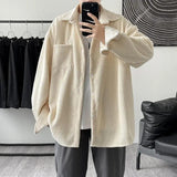 Aidase New Korean Style Shirt Plus Size 5Xl-M Corduroy Shirts Men Harajuku Pineapple Cubes Mens Shirt Long Sleeve Streetwear Fashions aidase-shop