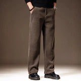 AIDASE  -  Autumn Winter New Fashion Men Solid Color Striped Straight Simple Basic Casual Daily Trendy Trousers Male American Pants Clothes aidase-shop