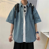 AIDASE  -  Men's Trendy Brand INS Five Sve Casual Versatile f Sve Trendy BF College Sle Denim irt aidase-shop