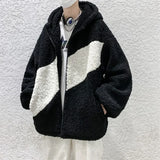 Aidase Autumn Winter Lamb Wool Jacket Trendy Brand Hip Hop Thickened Hooded Padded Jacket Hong Kong Style Loose Fit Korean Version aidase-shop