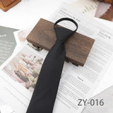 AIDASE  -  8cm British Style Casual Brown Khaki Plaid Clip Ties For Men Adult Polyester Wool Solid Gray Necktie Business Free Knot Lazy Tie aidase-shop