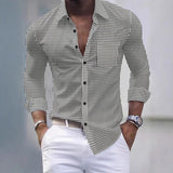 AIDASE  -  Vintage Plaid Printing Shirts Men's Long Sleeve Button-up Turn-down Collar Casual Shirt Spring Autumn Daily Leisure Mens Shirts aidase-shop