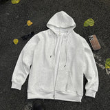 AIDASE  -  Autumn Fashion Men's Jacket Coat Long Sleeve Loose Zipper Hoodies Streetwear Hooded Casual Outwear Black Gray aidase-shop