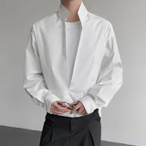 AIDASE  -  Fake Two-Piece Male Shirt Stand Collar Long Sleeve Sun Protection Pullover Men Shirt Summer Fashion Solid Color Top 21E6853 aidase-shop