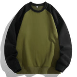 AIDASE  -  Men's Hoodless Sweater Raglan Sleeves Round Leadercolor Matching Plus Size Sweater Bottoming Shirt U of I Sweatshirt aidase-shop