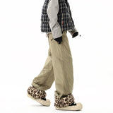 AIDASE  -  Winter Leopard Print Cotton-padded Trousers Men's Lambskin Ski Pants Casual Straight Thick Warm Wide Leg Windproof Long Pants aidase-shop