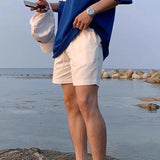 AIDASE  -  Daily Leisure Mens Shorts Linen Solid Color Simple Loose Bottoms Men Spring Summer Men Beach Casual Drawstring Shorts aidase-shop