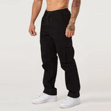 AIDASE  -  Men Khaki Wide Leg Pants Summer Male Button Pocket Loose Straight Cargo Full Trousers aidase-shop