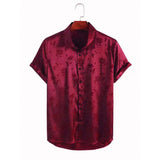 AIDASE  -  Men's Short Sleeve Shirt Casual Fashionable Elegant Jacquard Turn-down Collar Button Half Sleeve aidase-shop