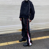 AIDASE  -  Loose Fitn Sports Pants for Men Summer Outdoor Casual Striped Trousers American Color Blo Wide Leg Long Pants aidase-shop