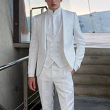 Aidase Luxury White Wedding Men Suits 3 Piece Jacket Pants Vest Male Clothing Single Breasted Shawl Lapel Regular Length Blazer 2024 aidase-shop