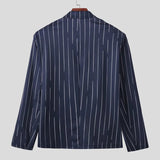 AIDASE  -  Men Blazer Striped Patchwork Lapel Long Sleeve One Button Casual Male Suit Streetwear 2025 Fashion Thin Coats Blazer Men aidase-shop